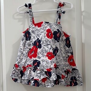 Janie and Jack Red and Blue Floral Blouse